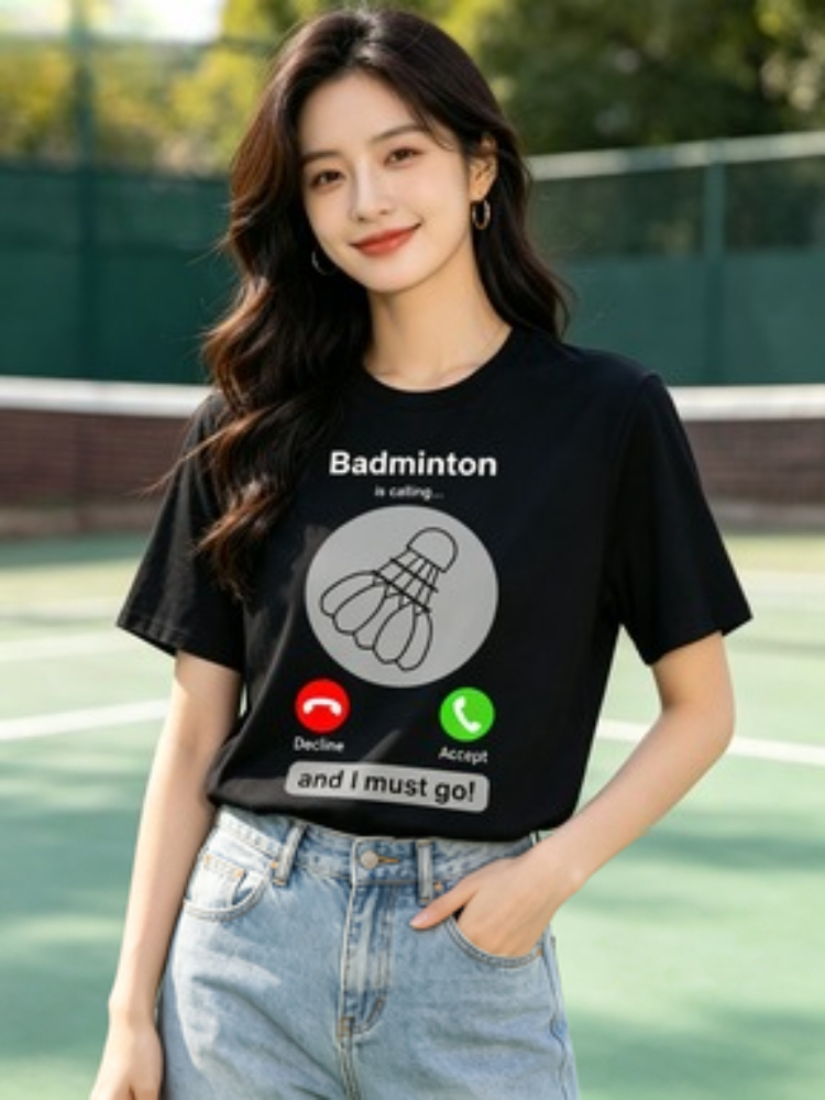 Badminton Quotes Short - Kaos Badminton Wanita Motif Lucu, Kaos